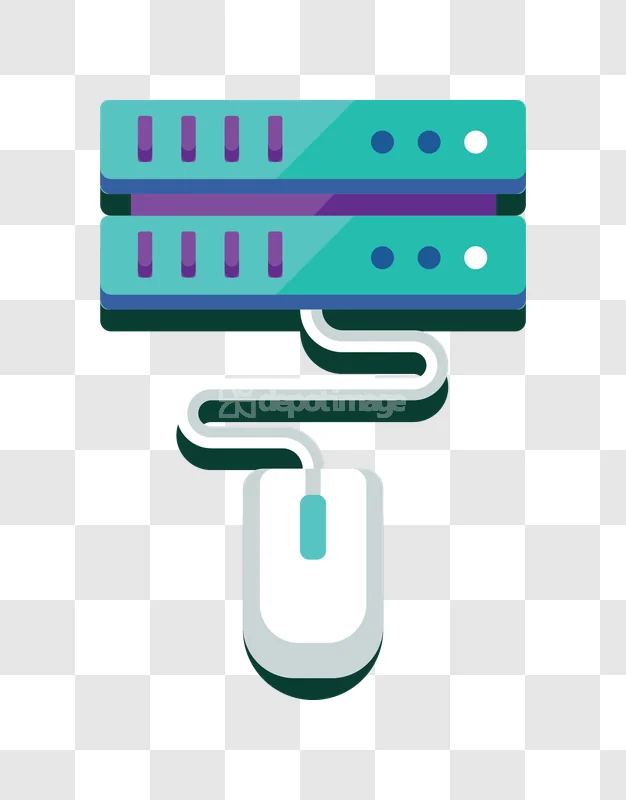 Data Server Mouse Connection It Icon Flat Style flat design teal purple