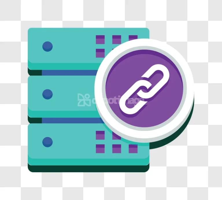Data Server Rack Database Connection Link Icon flat style blue purple