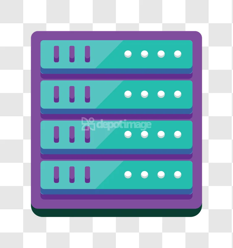Data Server Rack Icon flat design purple teal