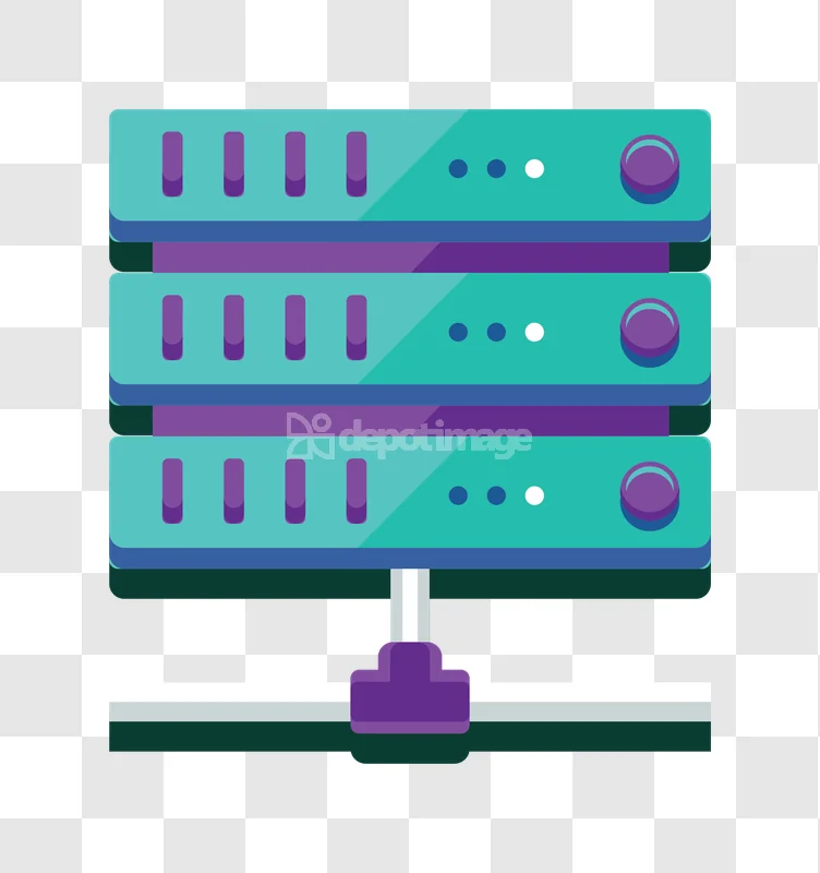 Data Server Rack Teal Purple Flat Icon