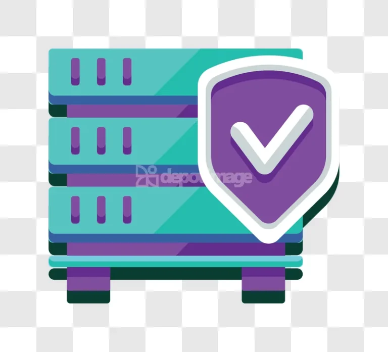 Data Server Secure Protected Network Icon flat design purple teal