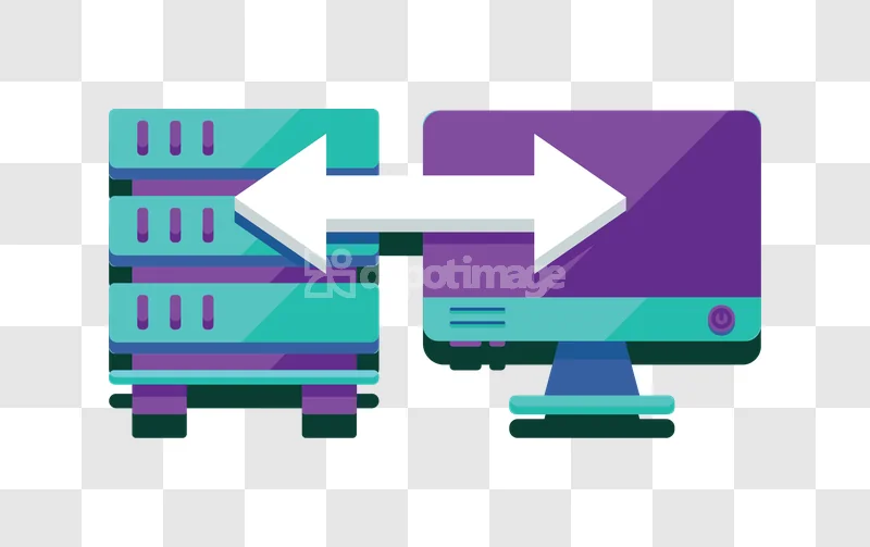 Data Transfer Server Computer Sync Icon flat style purple teal