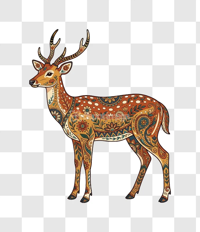 Deer With Ornate Pattern Art, colorful intricate patterns transparent background