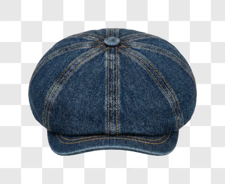 Denim Newsboy Cap With Orange Stitching blue denim orange stitching
