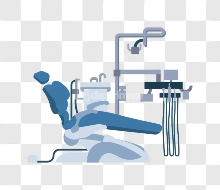 Dental Chair Equipment Illustration Blue Grey flat cartoon style isolated