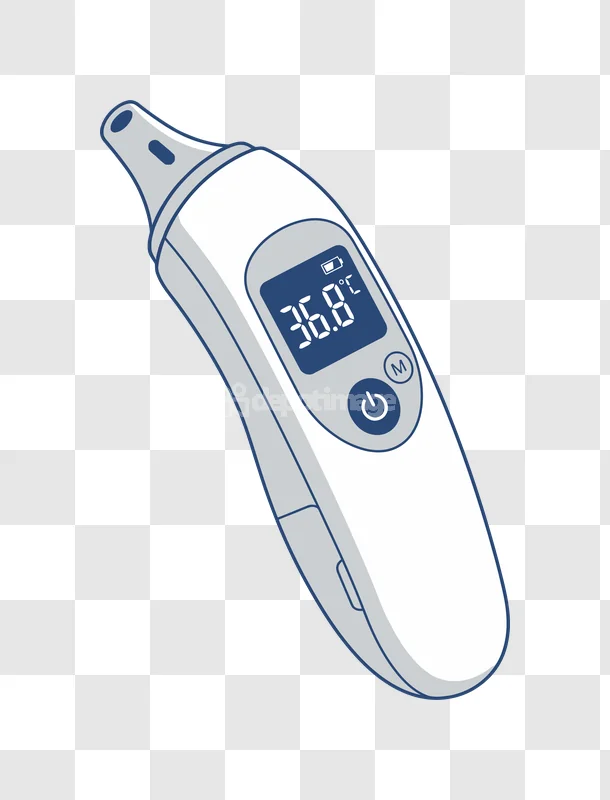 Digital Ear Thermometer Displaying 368 Degrees, white and gray illustration transparent background