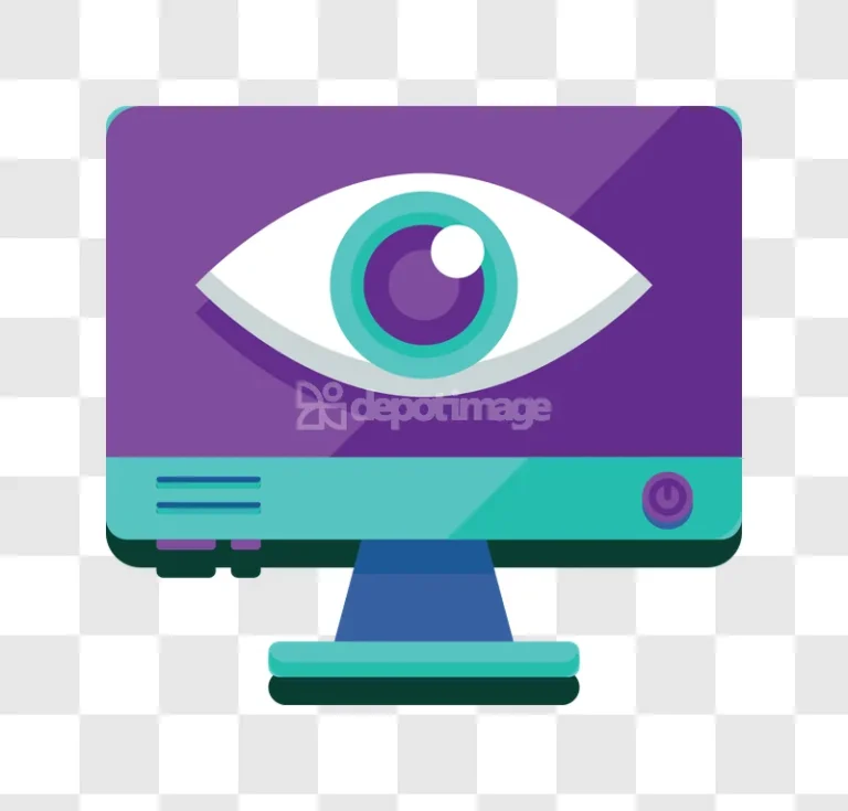 Digital Eye Monitor Privacy Surveillance Icon flat graphic purple teal