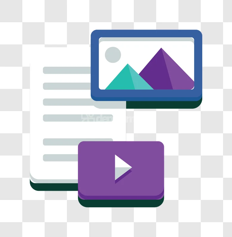 Document Image Video Multimedia Content Icon flat graphic transparent background