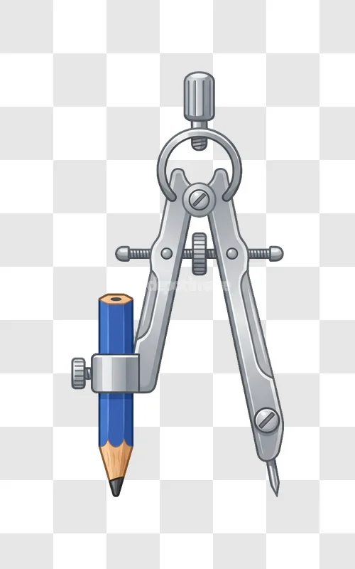 Drafting Compass Blue Pencil Silver Tool