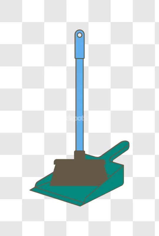 Dustpan and Brush Cleaning Tool Vector flat design teal brown