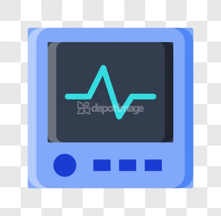 Ecg Monitor Heartbeat Display Medical Device flat icon blue screen