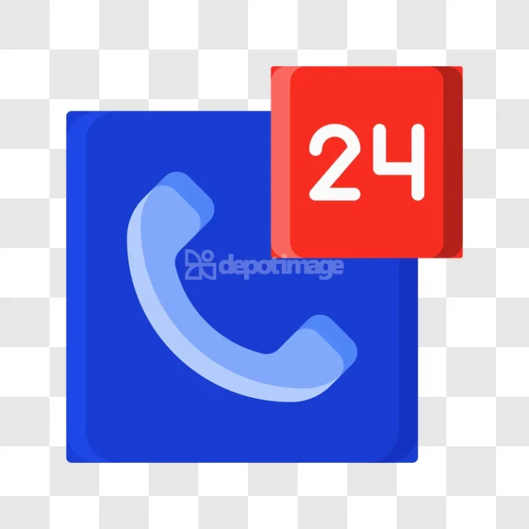 Emergency 24 Hour Telephone Hotline Support Icon blue red flat icon