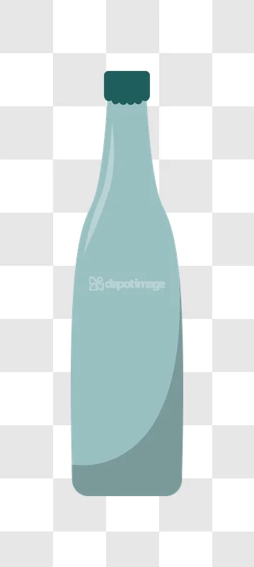 Empty Blue Glass Beverage Bottle Minimal Style