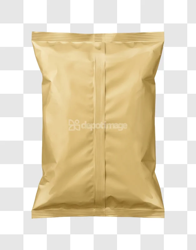 Empty Brown Snack Package gold foil crinkled plastic