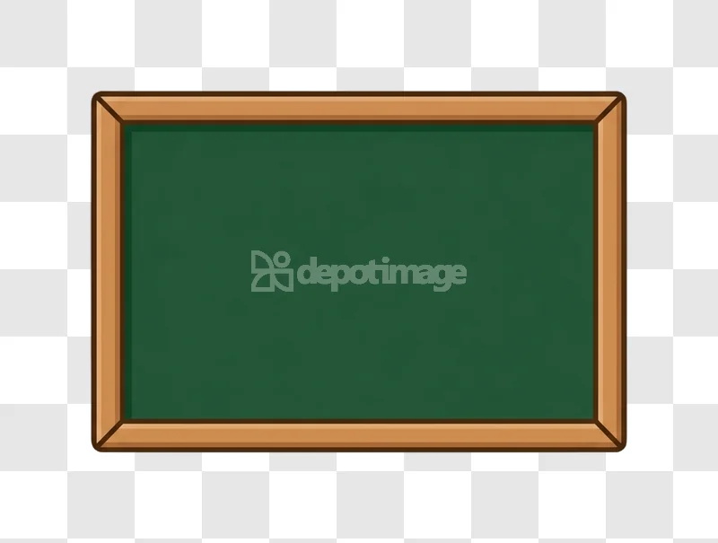 Empty Green Chalkboard Wooden Frame with brown wood border