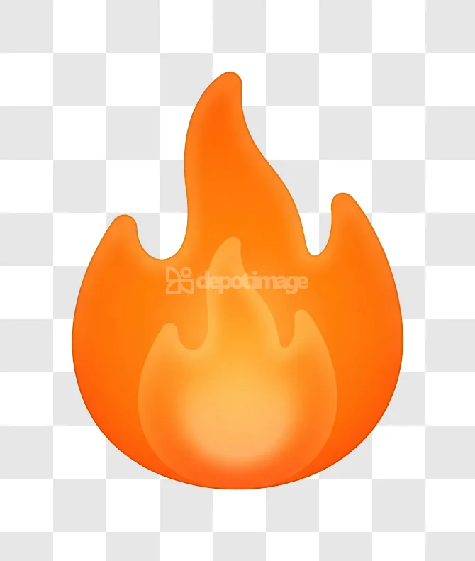 Fire Flame Icon Red Orange Gradient Symbol vibrant orange glow transparent background