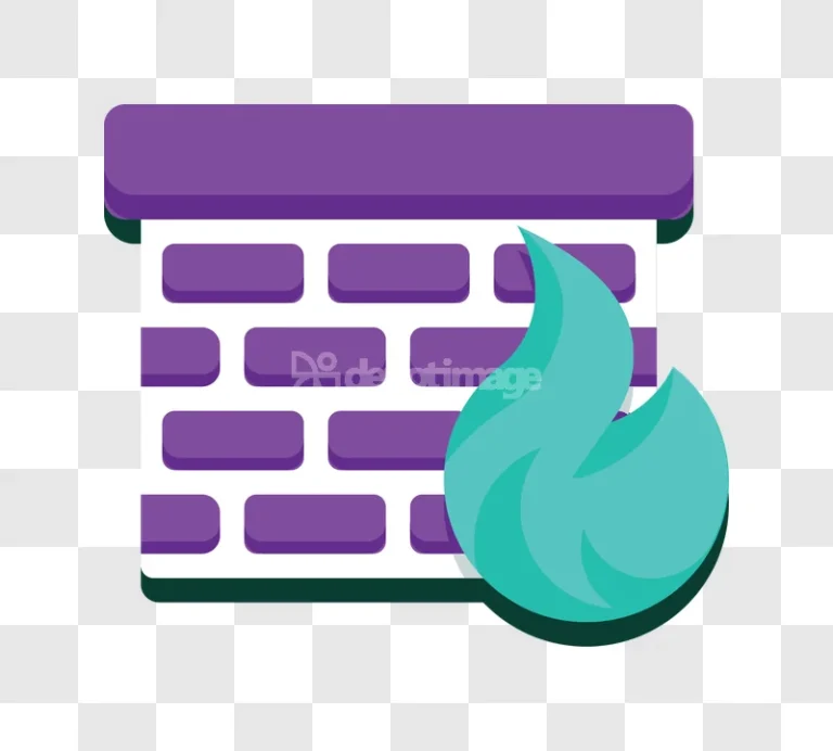 Firewall Security Icon Purple Blue Flame flat design transparent background