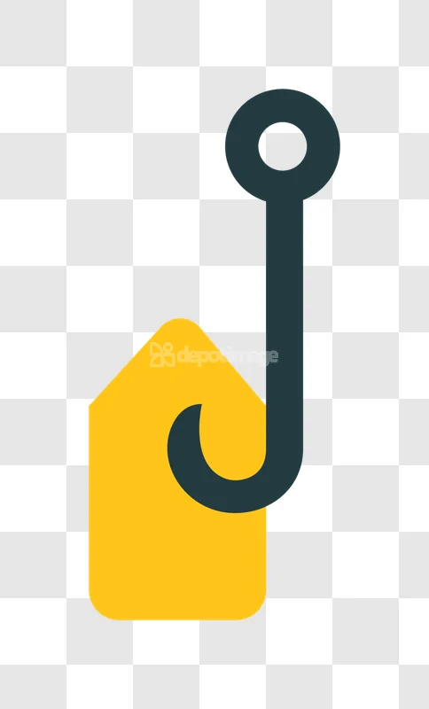 Fishing Hook Phishing Attack Security Threat flat graphic icon yellow and dark grey