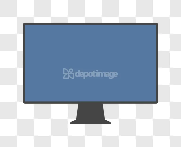 Flat Blue Computer Monitor Icon flat style blue screen
