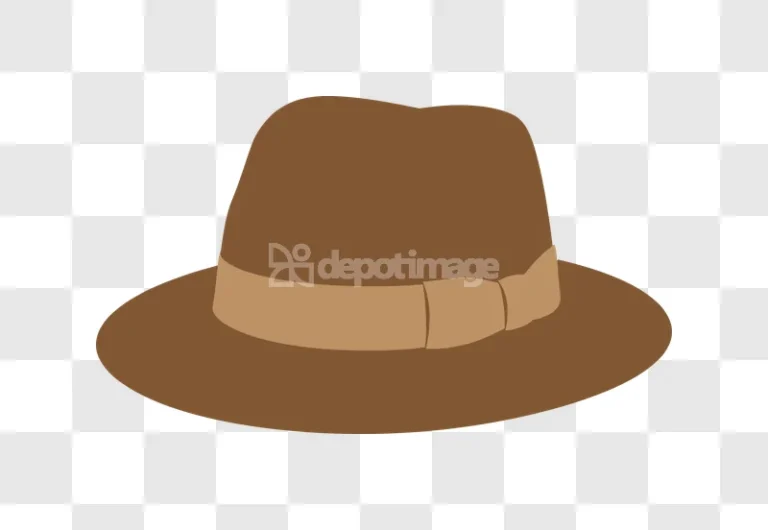 Flat Style Brown Fedora Hat minimalist brown transparent background