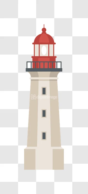 Flat Style Lighthouse With Red Top flat icon transparent background