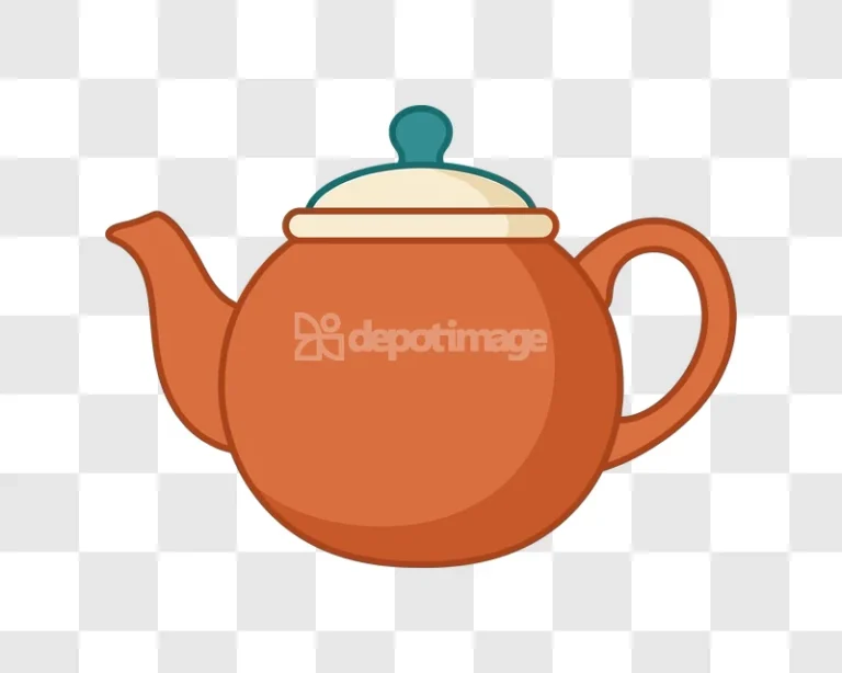 Flat Style Orange Teapot With Teal Handle flat icon transparent background