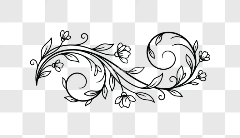 Floral Vine With Leaves and Flowers dark abstract pattern
