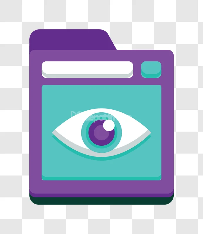 Folder Icon With Eye Viewing Content Purple Turquoise flat design purple turquoise