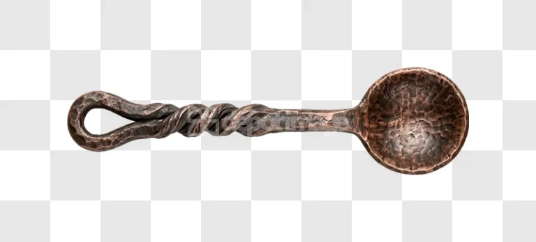 Forged Copper Spoon With Twisted Handle dark hammered metal texture