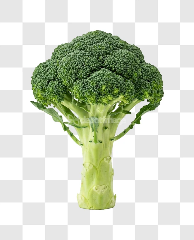 Fresh Whole Broccoli Head vibrant green transparent background
