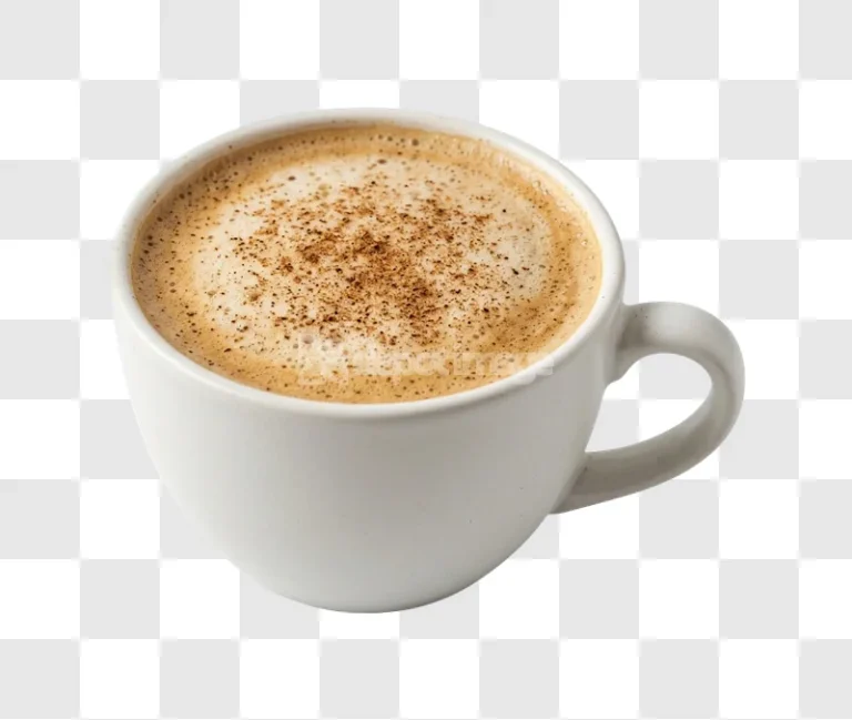 Frothy Coffee Cinnamon Cappucino white cup cinnamon sprinkles