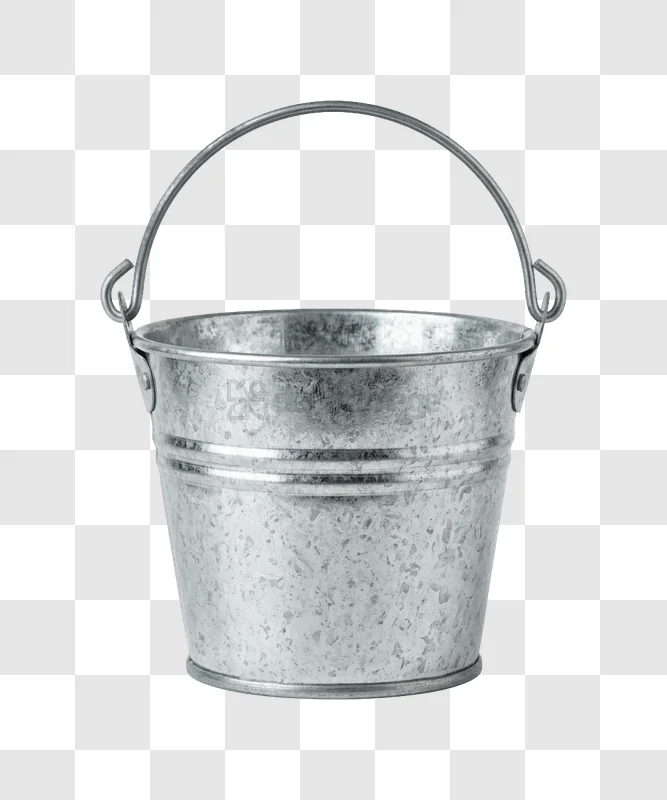 Galvanized Metal Bucket Handle Silver Grey detailed metal texture transparent background