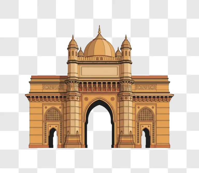 Gateway of India Vector Art detailed illustration brown gold