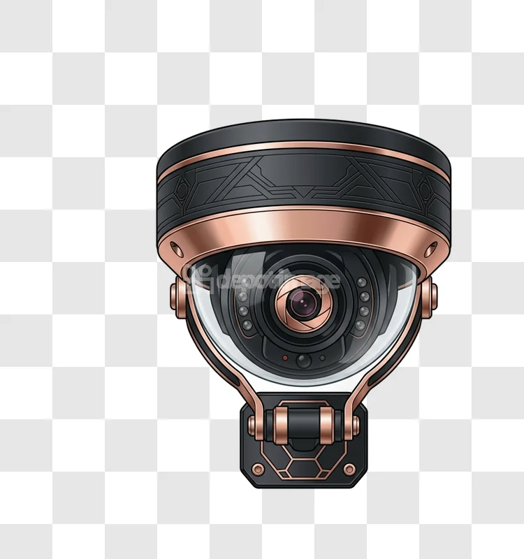Gimbal Security Camera Rose Gold Accents detailed 3D render transparent background