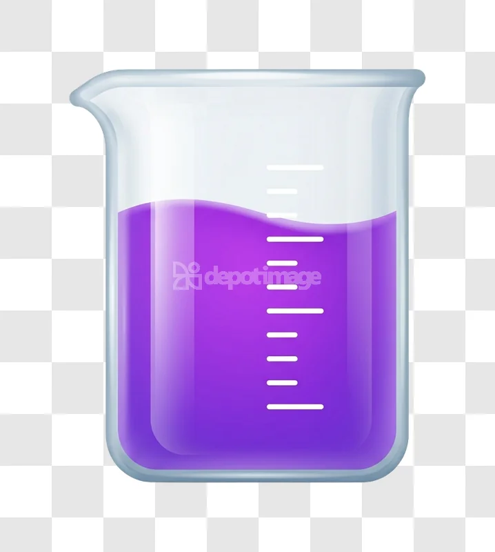 Glass Beaker Purple Liquid Measurement Marks