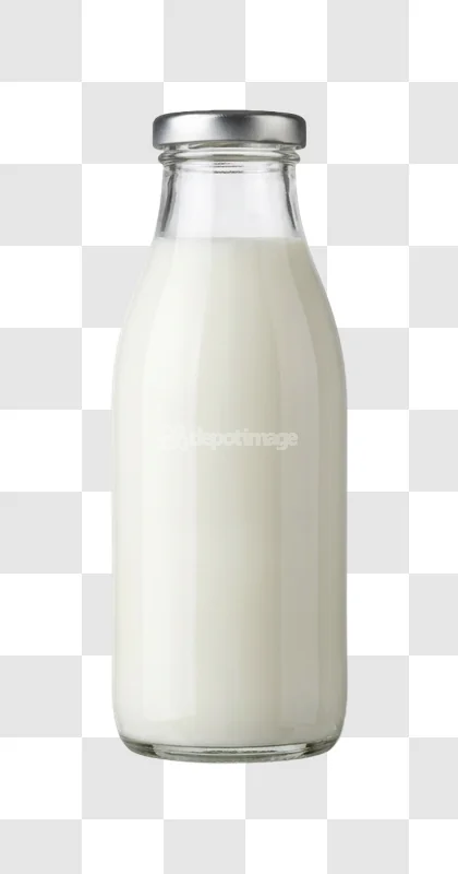 Glass Milk Bottle Silver Cap