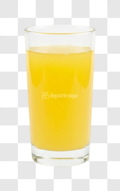 Glass of Yellow Fruit Juice Liquid clear glass full
