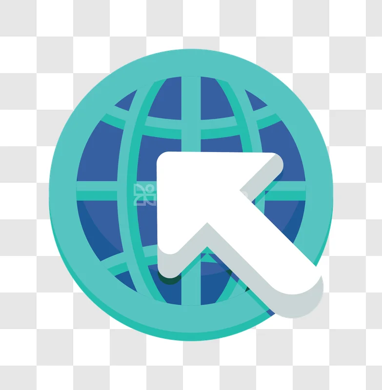 Globe Arrow Internet Web Link Icon Blue Teal flat icon blue teal