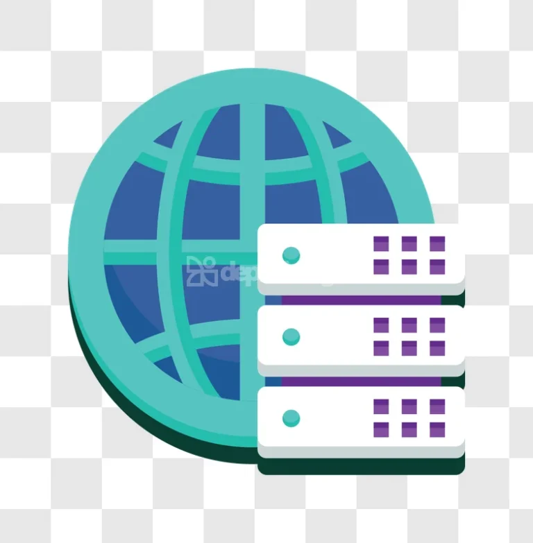 Globe Servers Icon Network Data Storage flat icon style, blue teal white