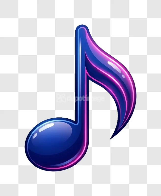 Glowing Neon Blue Music Note