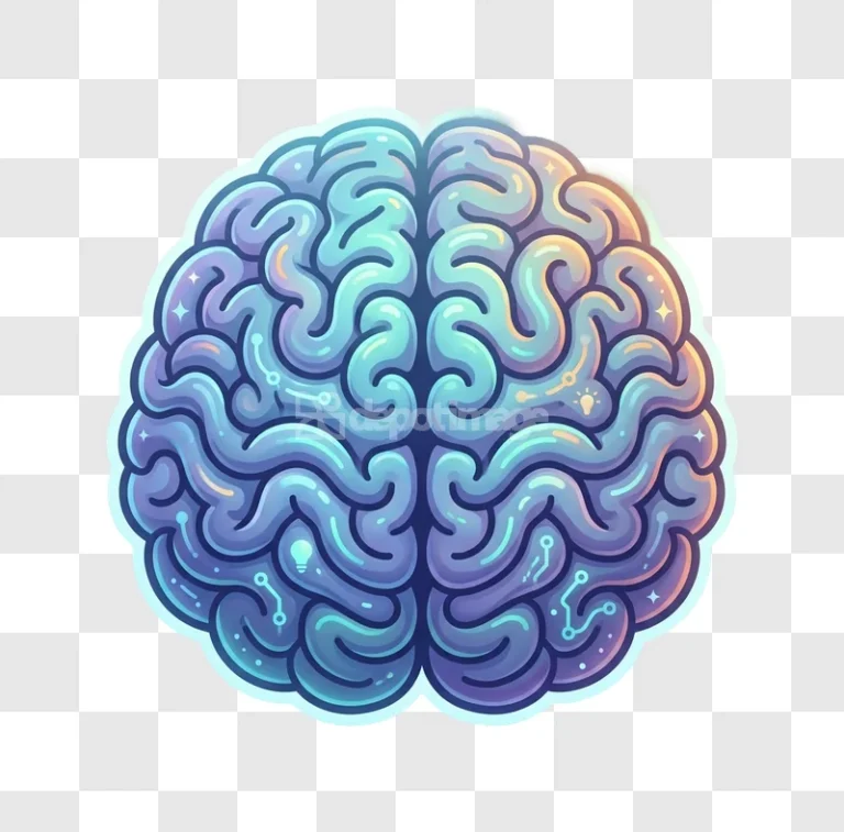 Glowing Stylized Brain Tech Neurons Vector Icon vibrant circuit transparent background