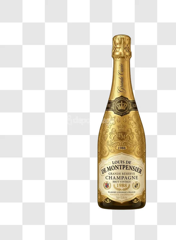 Gold Champagne Bottle Wine Vintage 1988 Luxury