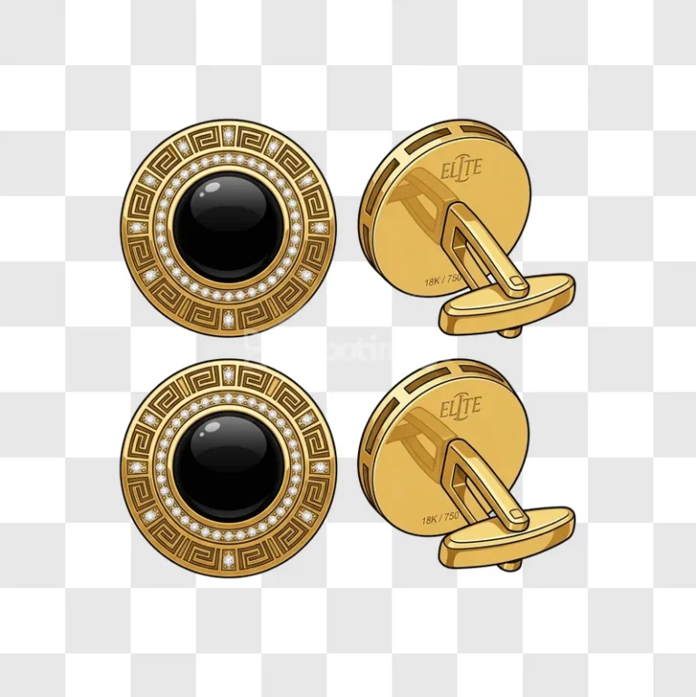 Gold Cufflinks Black Onyx Diamonds Elite Greek detailed gold black diamonds