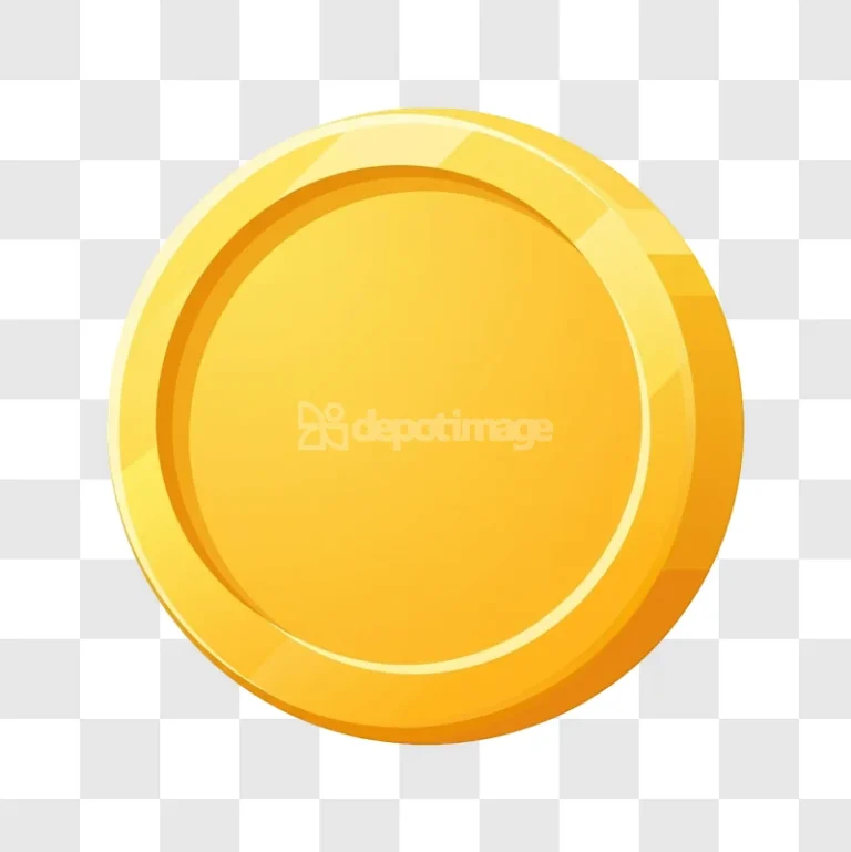 Gold Shiny Round Coin Vector Symbol glossy metallic transparent background