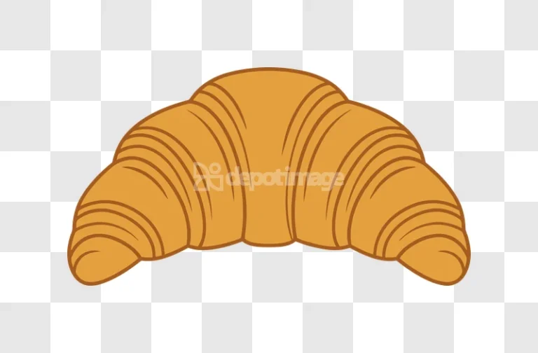 Golden Croissant Bread Vector Illustration cartoon style transparent background
