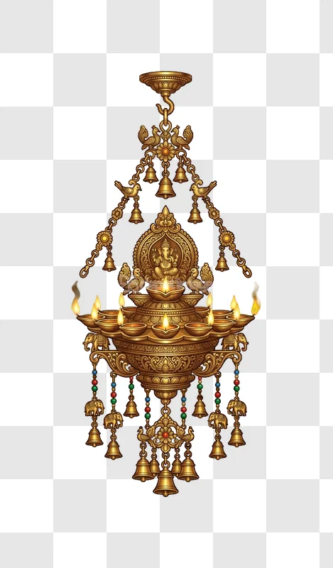 Golden Deity Lamp Decor Ornament ornate gold detailed transparent background