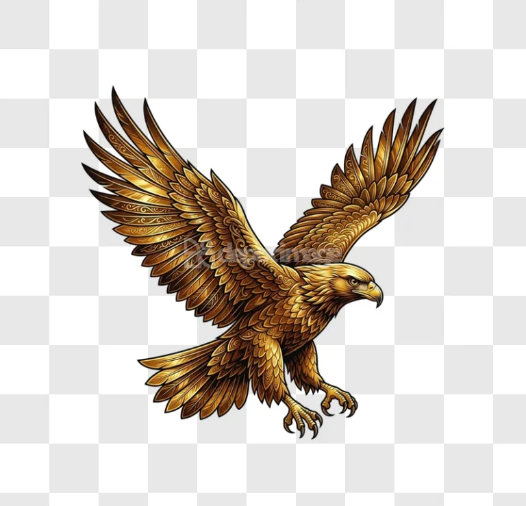 Golden Eagle Jewelry Intricate Ornate Design Mythical Bird detailed golden ornate transparent background