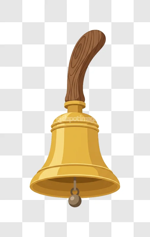 Golden Hand Bell Wooden Handle Clapper