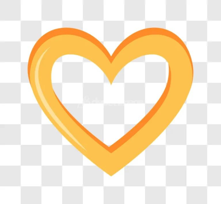Golden Heart Frame Wedding Decoration Outline stylized golden outline transparent