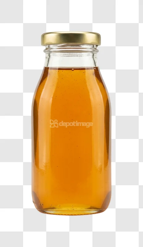 Golden Honey Liquid Filled Glass Bottle Close up transparent PNG golden liquid
